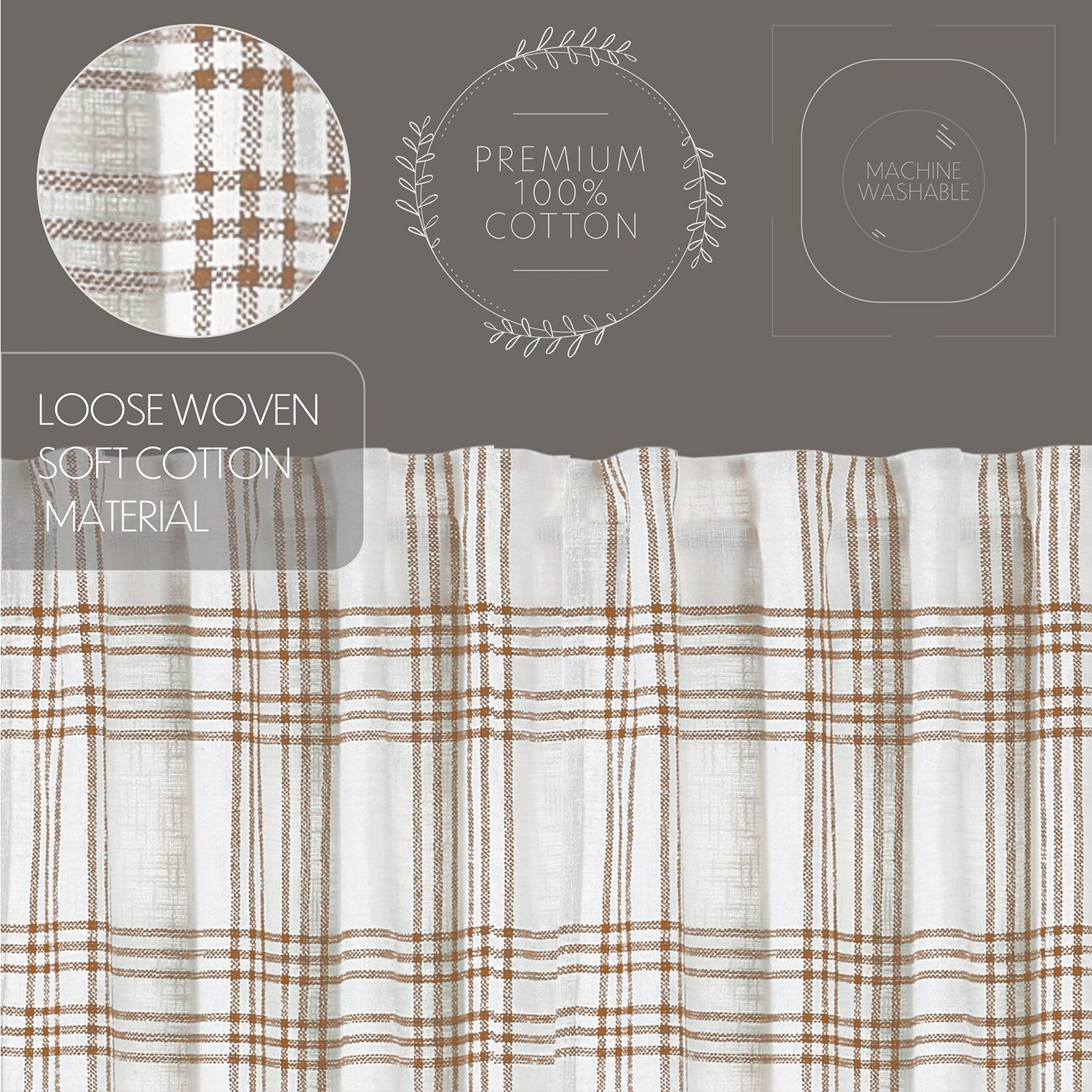 Vhc Brands Country Woven Plaid 2-pc. Rod Pocket Window Tier