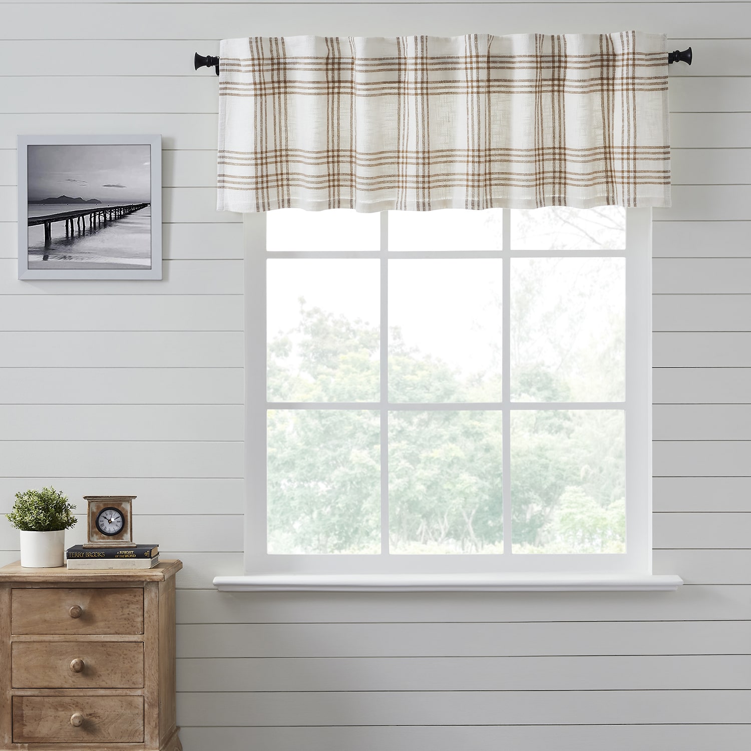 Vhc Brands Country Woven Plaid Rod Pocket Tailored Valance