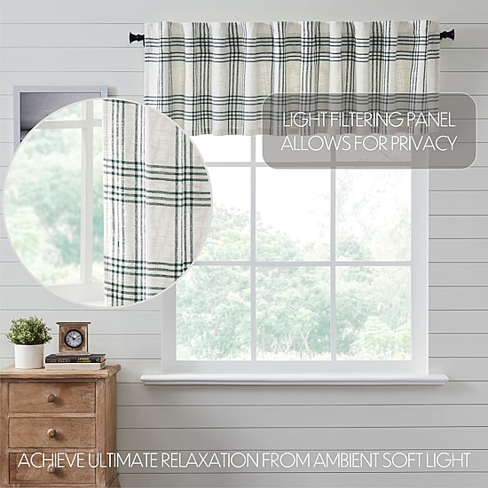 Vhc Brands Country Woven Plaid Rod Pocket Tailored Valance