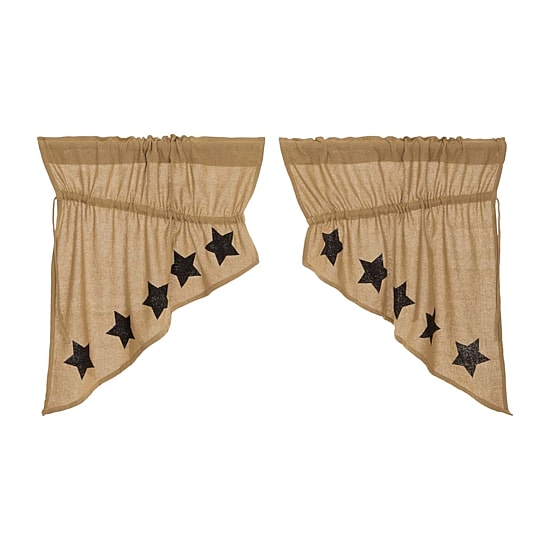 Vhc Brands Ctn Burlap Star Prairie Swag Rod Pocket Tailored Valance