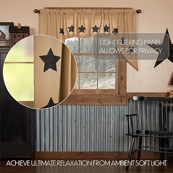 Vhc Brands Cotton Burlap Star Swag Rod Pocket Tailored Valance