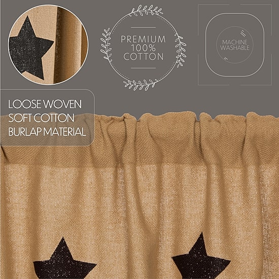 Vhc Brands Cotton Burlap Star Swag Rod Pocket Tailored Valance