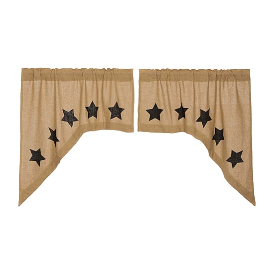 Vhc Brands Cotton Burlap Star Swag Rod Pocket Tailored Valance