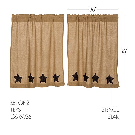 Vhc Brands Cotton Burlap Star 2-pc. Rod Pocket Window Tier