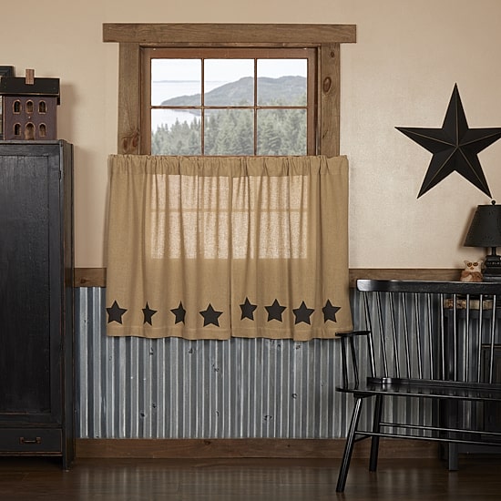 Vhc Brands Cotton Burlap Star 2-pc. Rod Pocket Window Tier