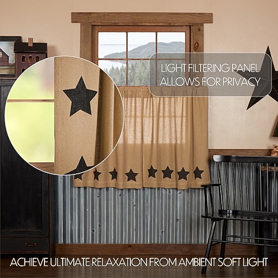 Vhc Brands Cotton Burlap Star 2-pc. Rod Pocket Window Tier