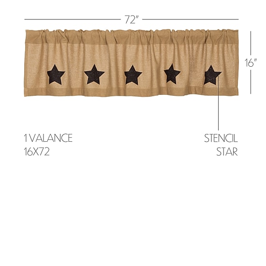 Vhc Brands Cotton Burlap Star Rod Pocket Tailored Valance