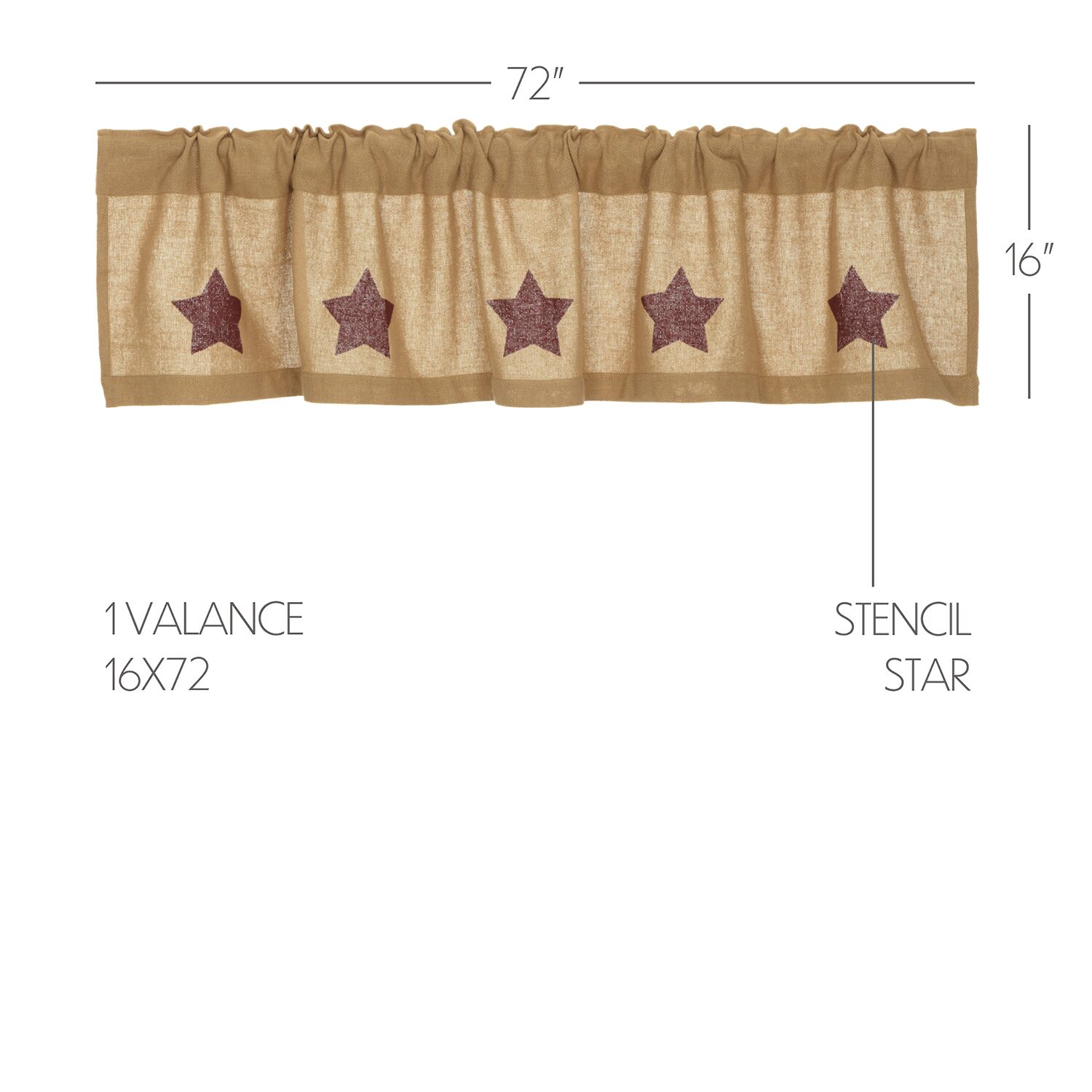 Vhc Brands Cotton Burlap Star Rod Pocket Tailored Valance