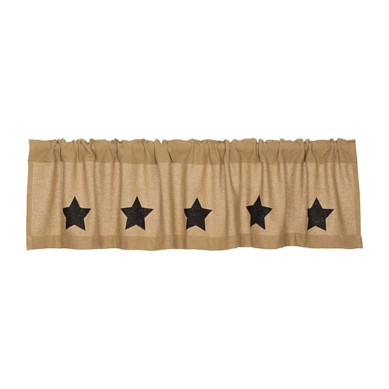 Vhc Brands Cotton Burlap Star Rod Pocket Tailored Valance