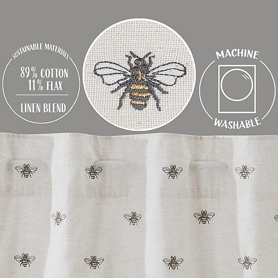 Vhc Brands Embroidered Bee Rod Pocket Tailored Valance
