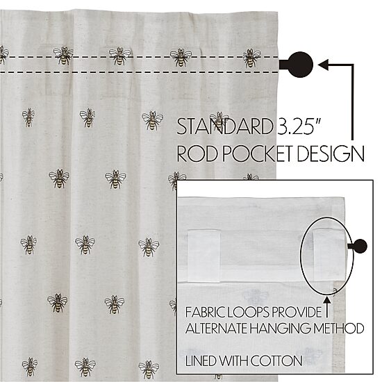 Vhc Brands Embroidered Bee Rod Pocket Tailored Valance
