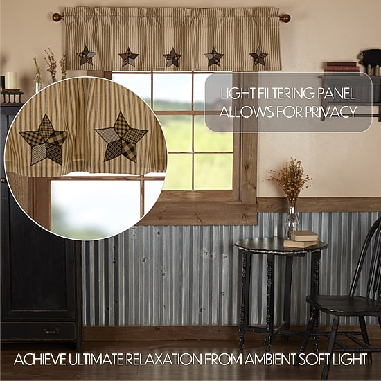 Vhc Brands Farmhouse Star Rod Pocket Tailored Valance