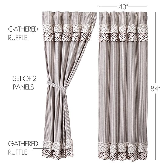 Vhc Brands Florette Rod Pocket Light-Filtering Set of 2 Curtain Panel