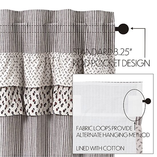 Vhc Brands Florette Rod Pocket Light-Filtering Set of 2 Curtain Panel
