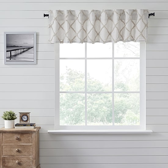 Vhc Brands Frayed Lattice Rod Pocket Tailored Valance