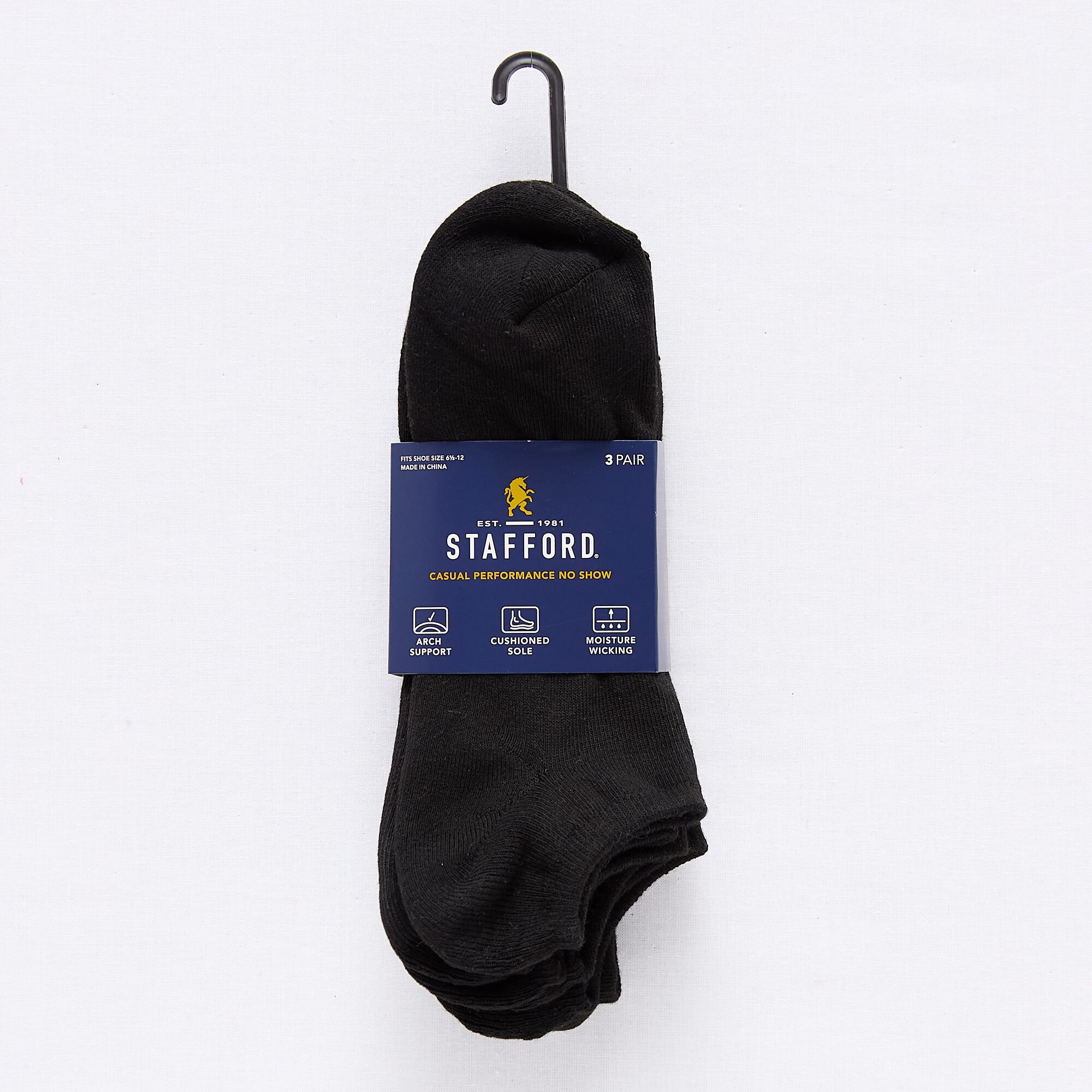 Stafford Casual Performance Mens 3 Pair No Show Socks
