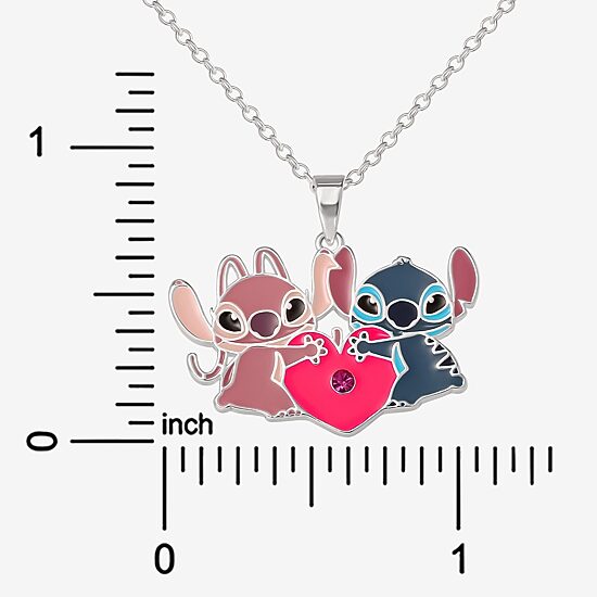 Disney Classics Angel Unisex Adult Multi Color Crystal Pure Silver Over Brass Heart 16 Inch Pendant Necklace