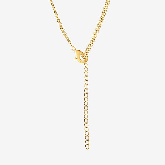 Disney Classics Pineapple Unisex Adult Blue Crystal 18K Gold Over Brass 15 Inch Pendant Necklace