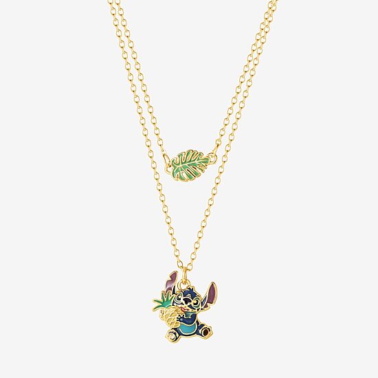 Disney Classics Pineapple Unisex Adult Blue Crystal 18K Gold Over Brass 15 Inch Pendant Necklace