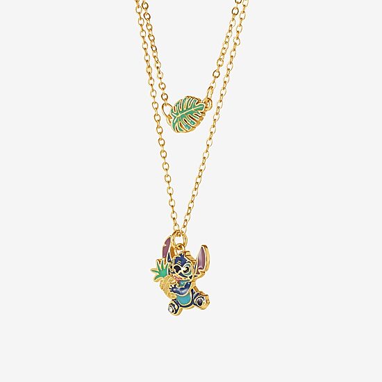 Disney Classics Pineapple Unisex Adult Blue Crystal 18K Gold Over Brass 15 Inch Pendant Necklace