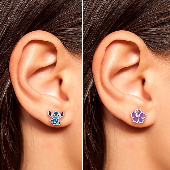 Disney Classics Unisex Adult Crystal Flower Lilo & Stitch 2 Pair Earring Set