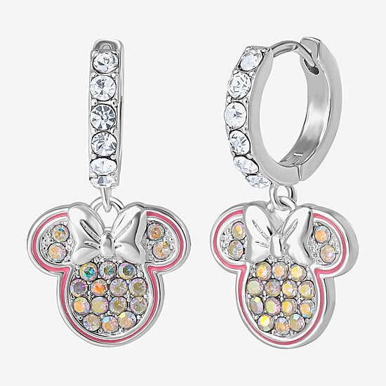Disney Classics Unisex Adult Crystal 24.2mm Minnie Mouse Hoop Earrings