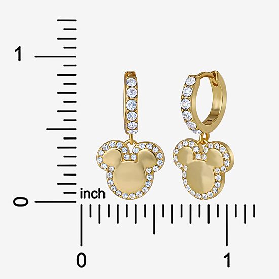 Disney Classics Unisex Adult Crystal 18K Gold Over Brass 23.4mm Mickey Mouse Hoop Earrings