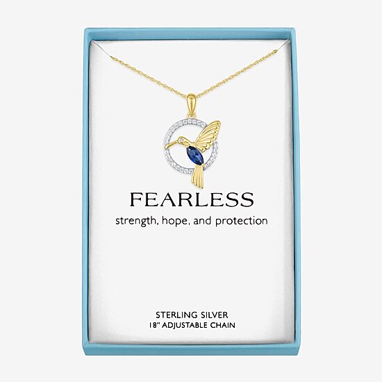 Womens Lab Created Blue Sapphire 14K Gold Over Silver Sterling Silver 16 Inch Pendant Necklace