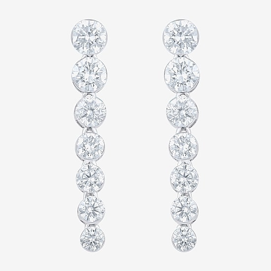 Floating Diamonds (F, Vs2) Womens 1 1/2 CT. T.W. Lab Grown White Diamond 14K Gold Drop Earrings