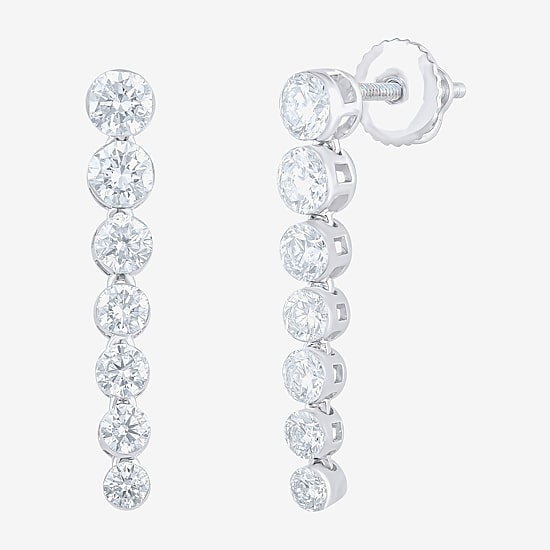 Floating Diamonds (F, Vs2) Womens 1 1/2 CT. T.W. Lab Grown White Diamond 14K Gold Drop Earrings