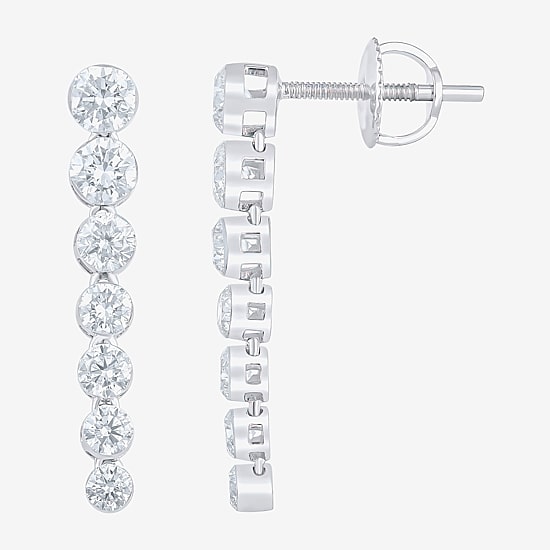 Floating Diamonds (F, Vs2) Womens 1 1/2 CT. T.W. Lab Grown White Diamond 14K Gold Drop Earrings