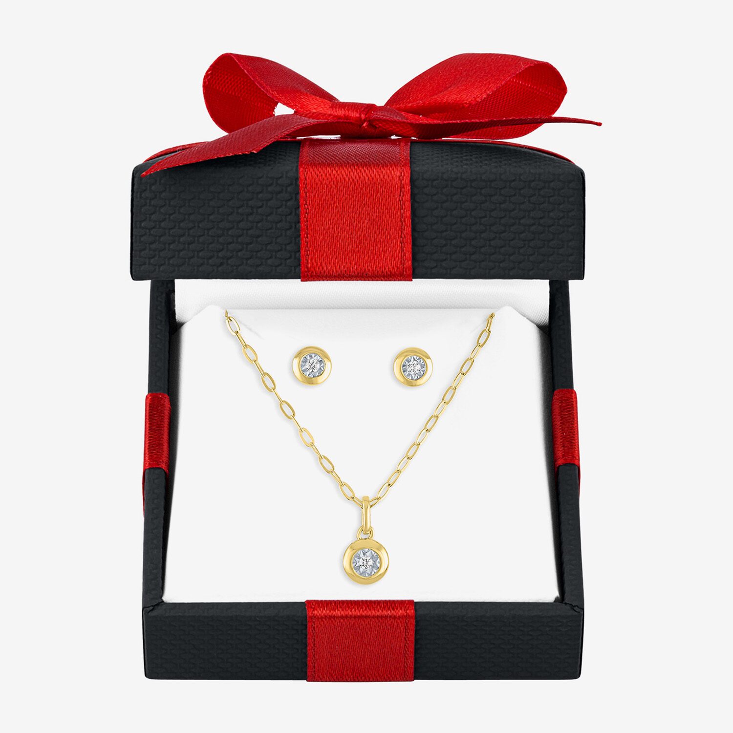 Yes, Please! (G-H, Si2-I1) Womens 1/10 CT. T.W. Lab Grown White Diamond 14K Gold Over Silver 2-pc. Jewelry Set