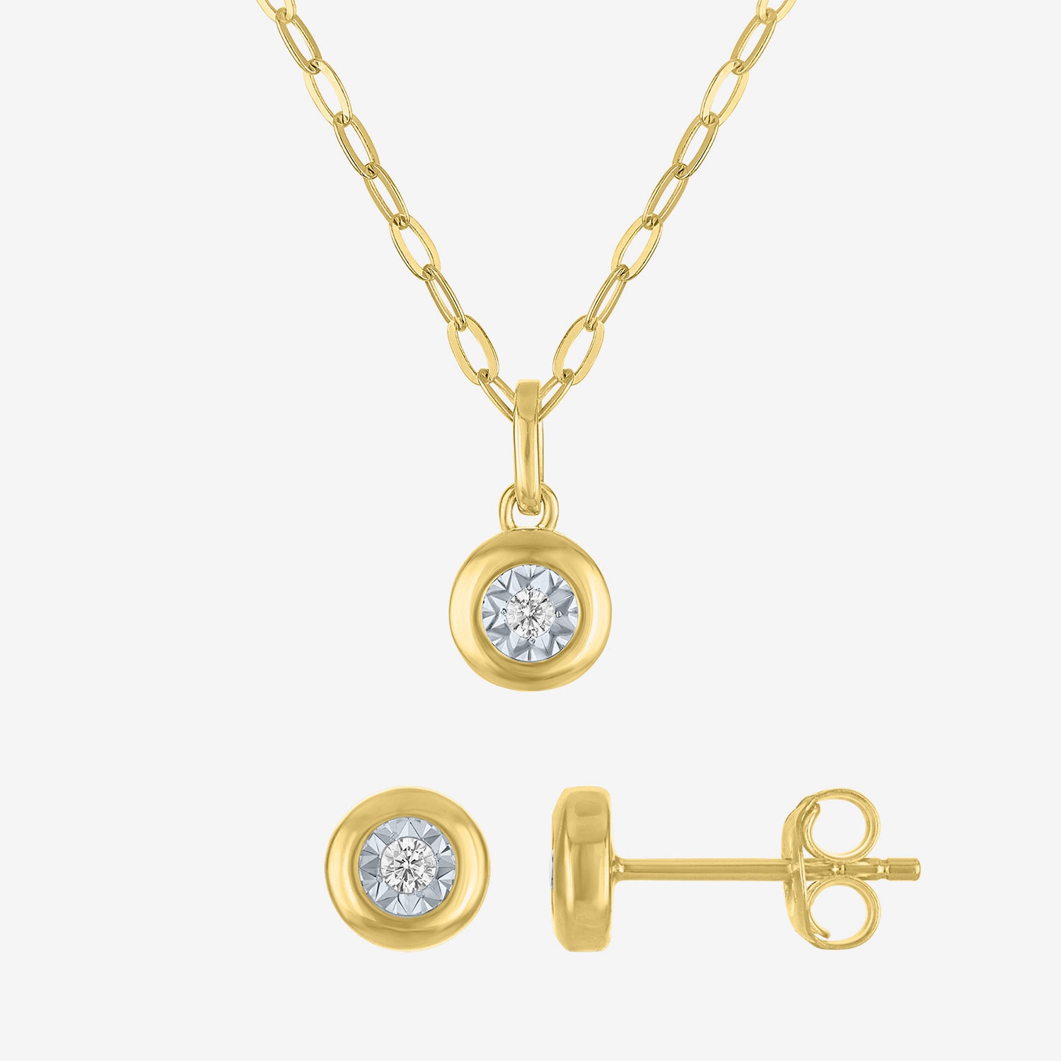 Yes, Please! (G-H, Si2-I1) Womens 1/10 CT. T.W. Lab Grown White Diamond 14K Gold Over Silver 2-pc. Jewelry Set