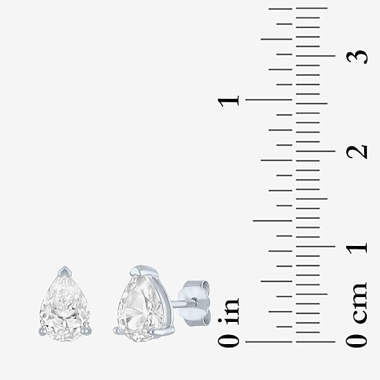 Yes, Please! Womens Lab Created White Sapphire Sterling Silver Pear Round 2 Pair Jewelry Set