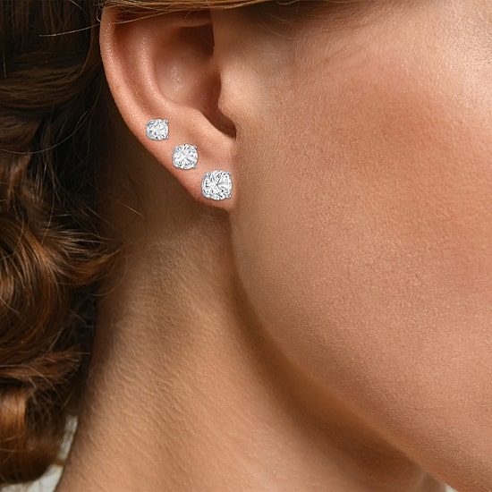 Yes, Please! Womens Lab Created White Sapphire Sterling Silver 3 Pair Jewelry Set
