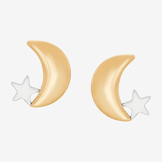 Limited Quantities! Kids 14K Gold 9.7mm Moon Star Stud Earrings