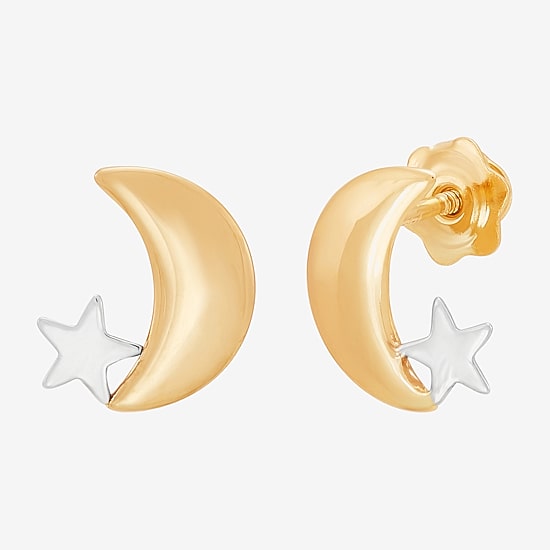 Limited Quantities! Kids 14K Gold 9.7mm Moon Star Stud Earrings