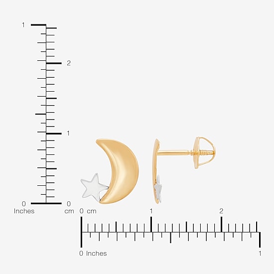 Limited Quantities! Kids 14K Gold 9.7mm Moon Star Stud Earrings