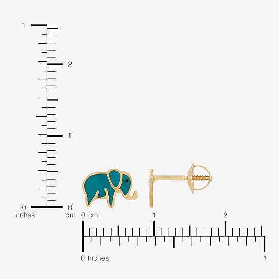 Limited Quantites! Kids Elephant 14K Gold 6.4mm Stud Earrings