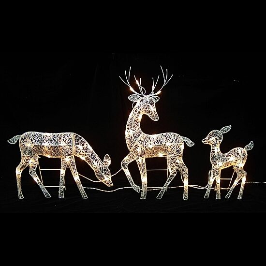 Northlight Set Of 3 White Glittered Doe Fawn And Reindeer Outdoor Christmas Yard Art