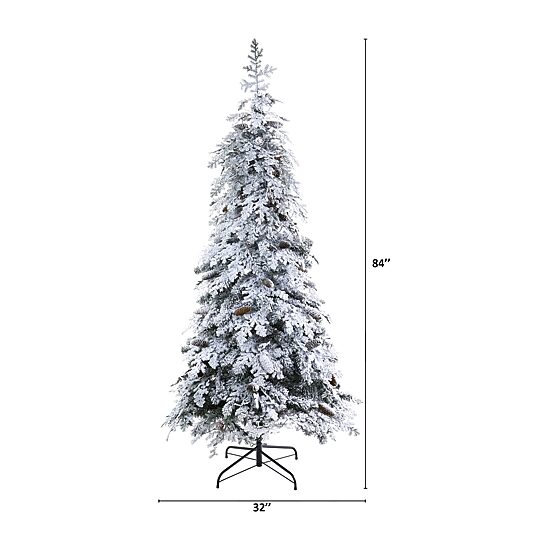 Nearly Natural Montana Down Swept Spruce With Pinecones And 400 Led Lights Artificial 7 Foot Pre-Lit Flocked Spruce Christmas Tree