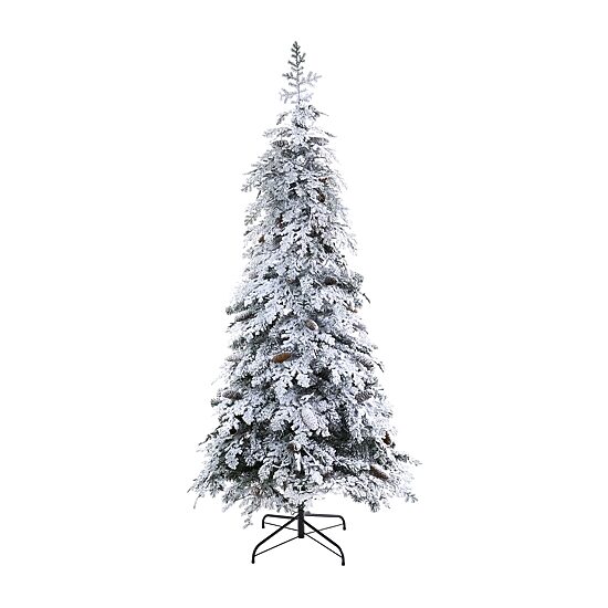 Nearly Natural Montana Down Swept Spruce With Pinecones And 400 Led Lights Artificial 7 Foot Pre-Lit Flocked Spruce Christmas Tree