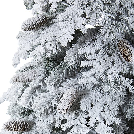 Nearly Natural Montana Down Swept Spruce With Pinecones And 400 Led Lights Artificial 7 Foot Pre-Lit Flocked Spruce Christmas Tree