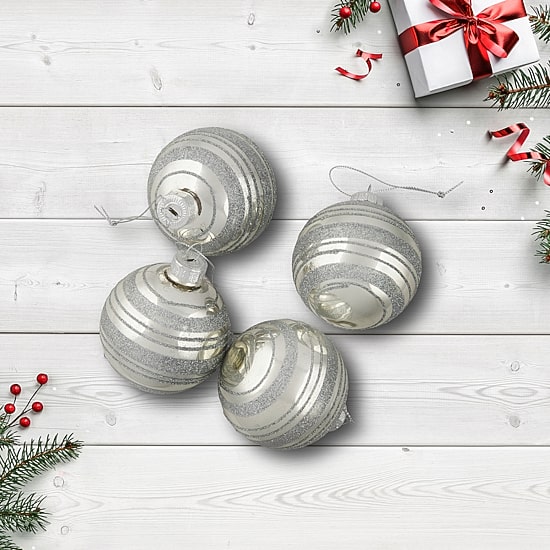 Northlight Silver Ball 4-pc. Christmas Ornament