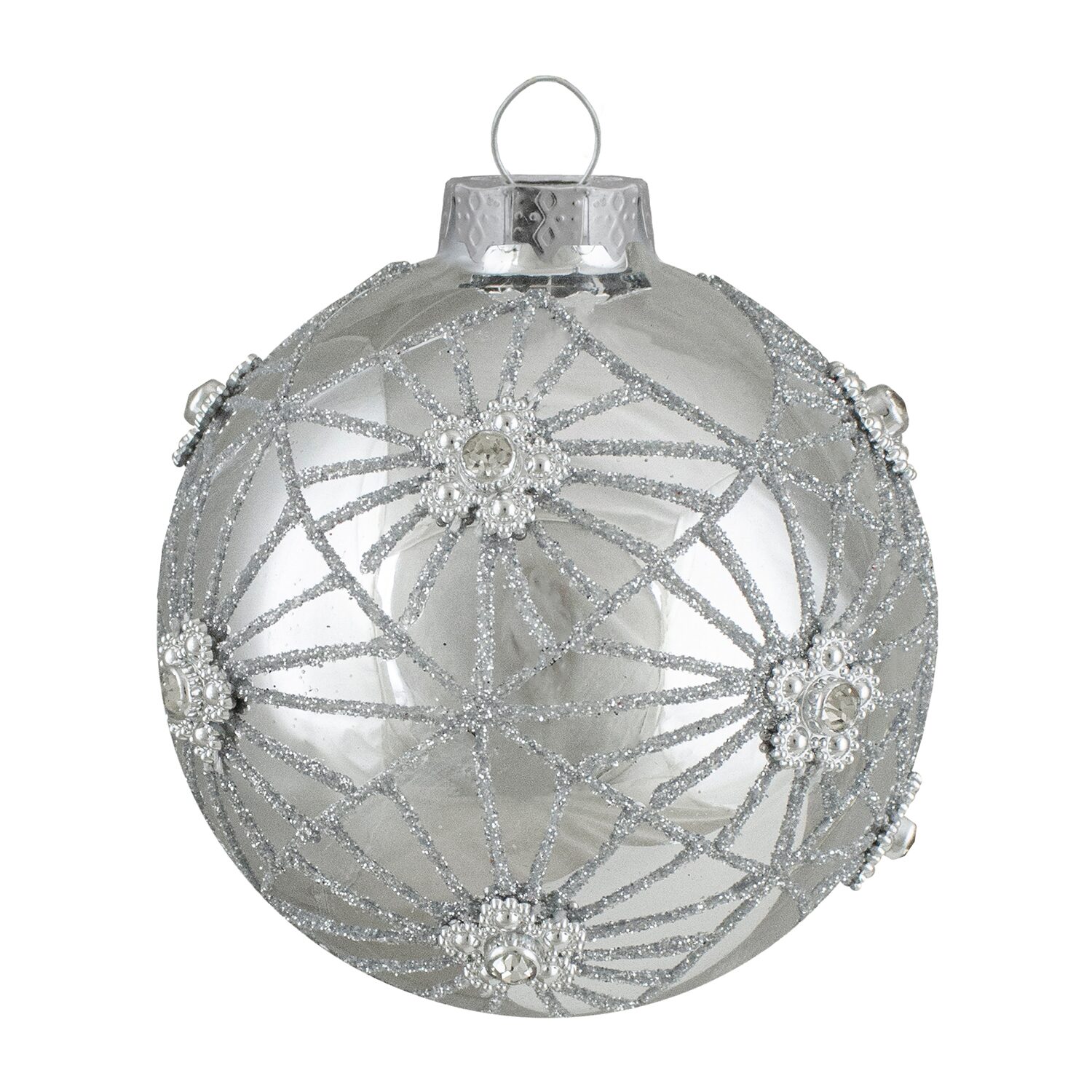 Northlight Silver Floral Ball 4-pc. Christmas Ornament
