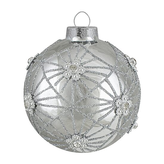 Northlight Silver Floral Ball 4-pc. Christmas Ornament