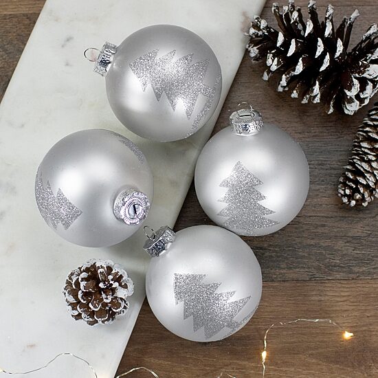 Northlight Silver Glass Ball 4-pc. Christmas Ornament