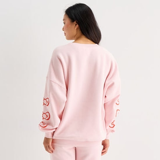 Grayson Threads, The Label Womens Juniors Crew Neck Long Sleeve Hello Kitty Sweatshirt