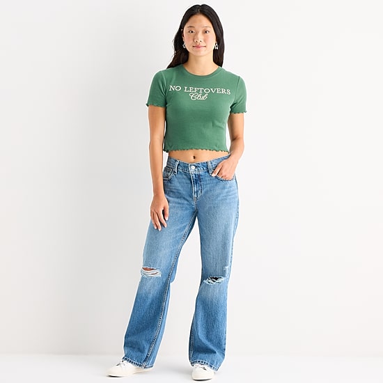 Grayson Threads, The Label No Leftovers Club Baby Tee Womens Juniors Crew Neck Short Sleeve Fitted Graphic T-Shirt