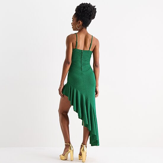 Emerald Sundae Womens Juniors High-Low Cowl Neck Sleeveless Fit + Flare Dress